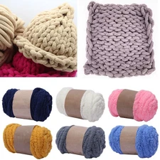 Thick Bulky Wool Yarn Soft Chunky Hand DIY Knitting Rove Crocheting Blanket UK