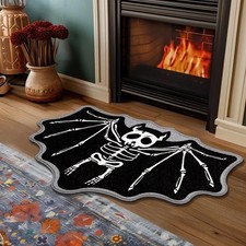 Halloween Spider Web Ghost Rug Black Gothic Bathroom Entryway Floor Mat