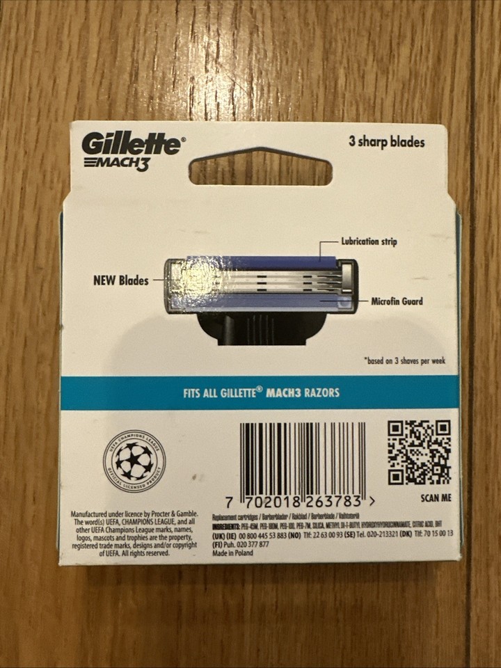 Gillette Mach3 Razor Replacement Cartridge Pack 8 Brand New Sealed ...