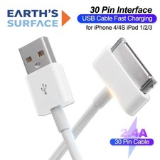 30-Pin USB Cable Fast Charging Data Sync Cord For iPhone 4 4S iPad 1 2 3 iPod Na