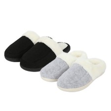 A2Z Womens Soft Slip On Slippers with Faux Fur Indoor House Shoes Non slip Sole
