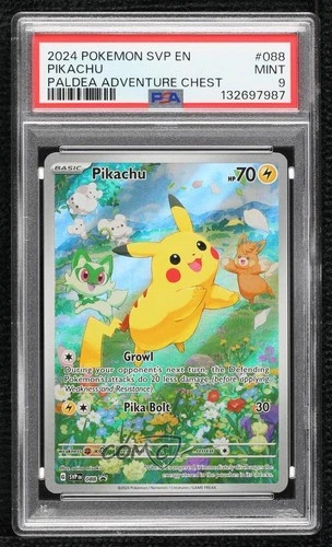 Pikachu (Paldea Adventure Chest) Holo Pokémon Scarlet & Violet Black Star PSA 9