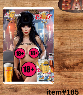 Cght- Elvira: Mistress of the Dark CL Beer Metal Sign Mancave Bar Decor Read De