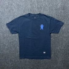 Grizzly Grip Tape T-Shirt Mens Medium Navy Blue Logo Skateboard Short Sleeve