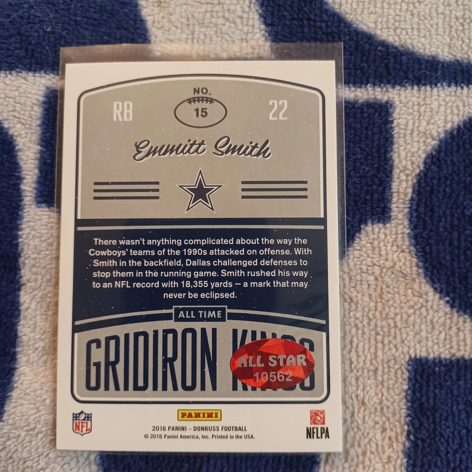 Emmitt Smith 2016 Donruss  All Time Gridiron Kings Hand Signed Dallas Cowboys - Image 2 of 4