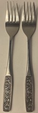 Interpur INR28 Dinner Forks 7 1/2" Stainless Lot of 3 Embossed Floral Roses