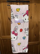HELLO KITTY FRIENDS Pink EASTER BLANKET THROW 50in x 70in BUNNIES VIRAL NWT