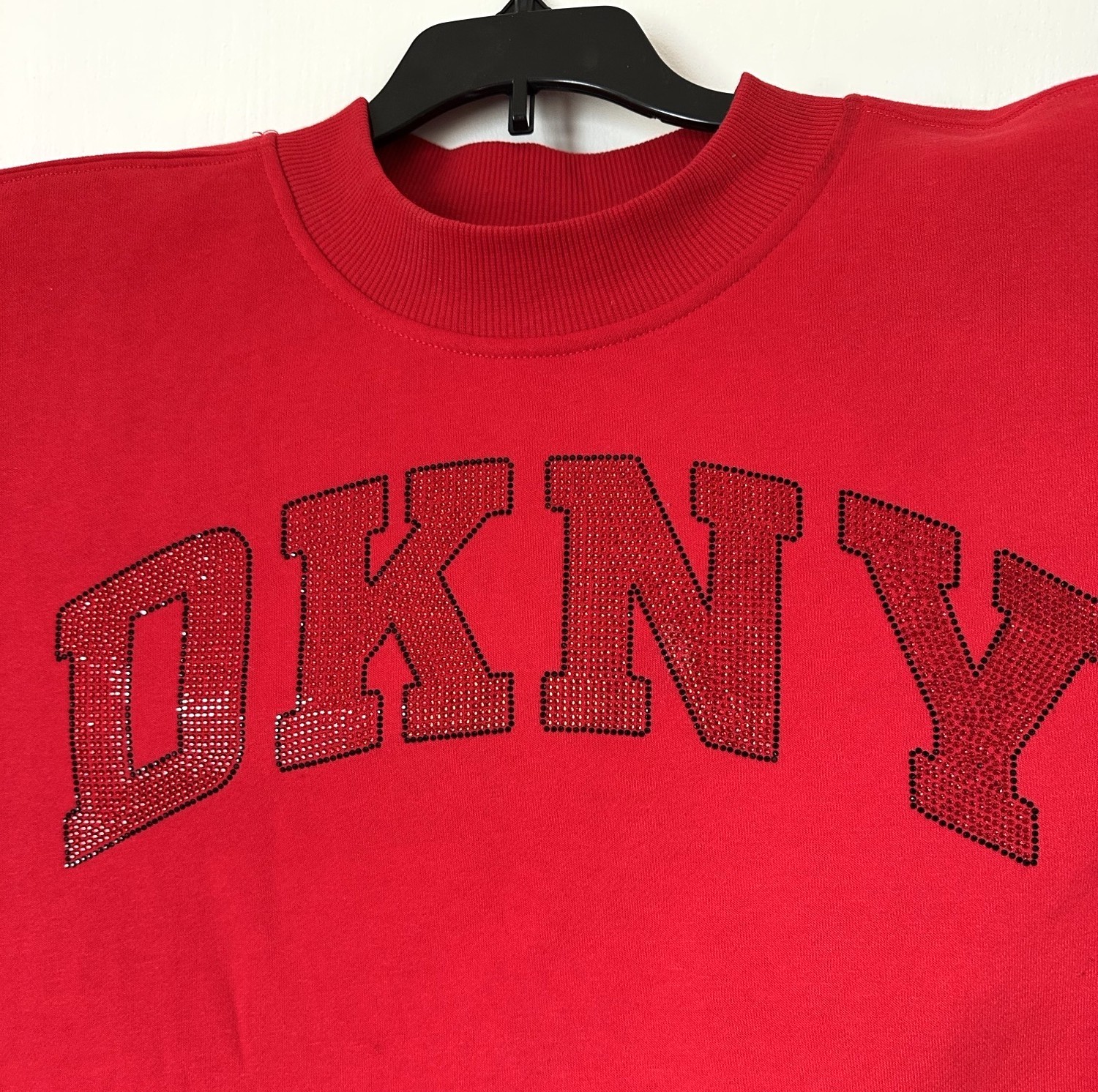 DKNY  RED Exploded Rhinestone LOGO Pullover Fleec… - image 2