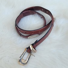 Leather Concho Belt Brown Silver Full Grain South Western Sz Large