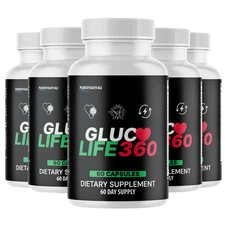 Gluco Life 360 Capsules Support for Blood Health Supplement - 5 Bottles
