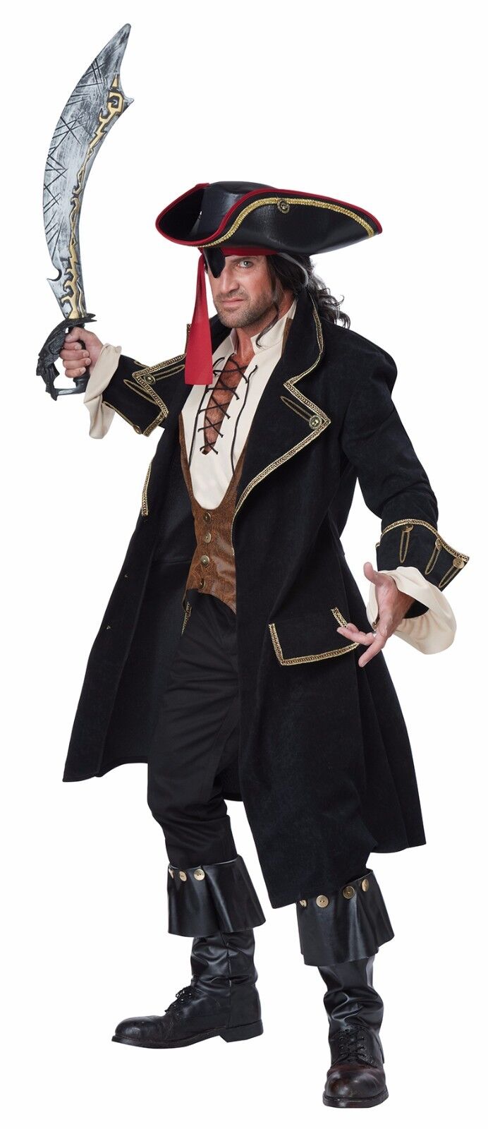 Jack Sparrow Captain Blackbeard Pirate Adult Deluxe Costume