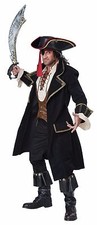 Black Beard Deluxe Pirate Captain Hook Jack Sparrow Adult Costume