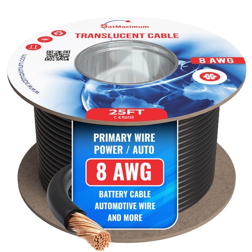 8AWG Battery Cable 25ft Inverter Car Wire Black Blue Red Power Ground 8 Gauge - Picture 3 of 16