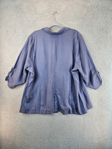 Torrid Womens Night Shade Blue Lyocell-Linen Blend Blazer Sz 4X Ruched Sleeves - Picture 10 of 15