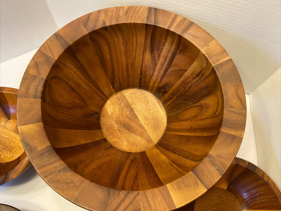 Nambe "Yaro" Large Salad Serving Bowl + 4 Individual Bowls Made of