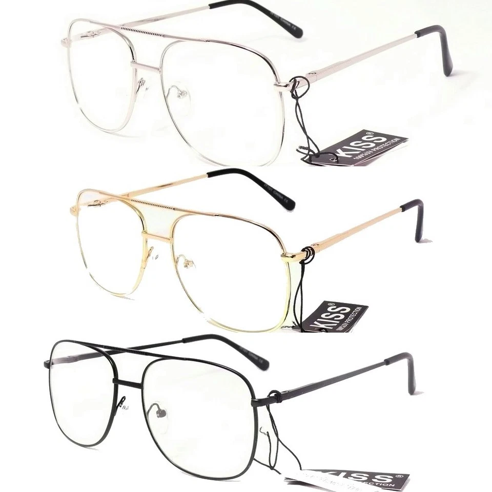 KISS LUNETTES VERRES TRANSPARENTS AVIATEUR HOMME FEMMME CLAIRS FASHION IT101
