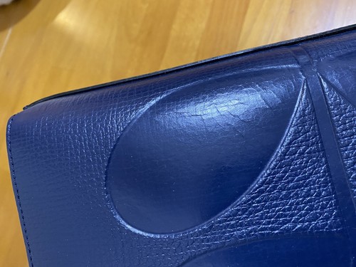New Orla Kiely Stem Large Iris Blue Leather Bag - Picture 12 of 24