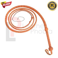 Genuine Cow Hide Leather Bull Whip 06 feet long 12 plait Loud Cracking Bullwhip