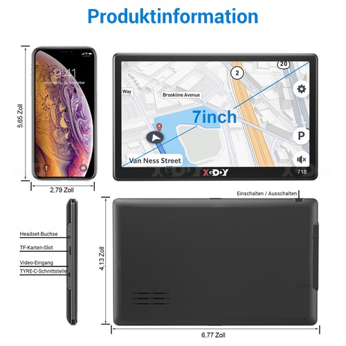 XGODY 7 Zoll GPS Navigationsgerät Wohnmobil PKW Navi LKW Navigation TypeC TF FM - Bild 13 von 14