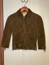 Vintage 1960  s Montgomery Ward Suede Fringe BOHO Girls Lined Leather Jacket Size