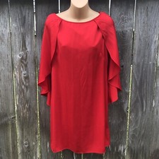 Milly Women's Sz 6 Red Dress Silk Blend Made in USA Sleeveless Fluttering Arms