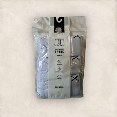 EXPRESS Supersoft White Trunks Underwear 3 Pack Mens XL Stretch Moisture wicking