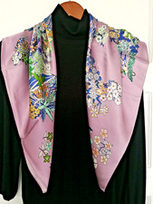 35"x35"Mauve Flower Print Pure Mulberry Satin Silk14momme Scarf 88x88cm4-55