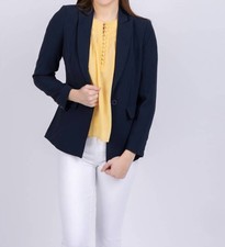 Central Park West Crepe Blazer In Navy