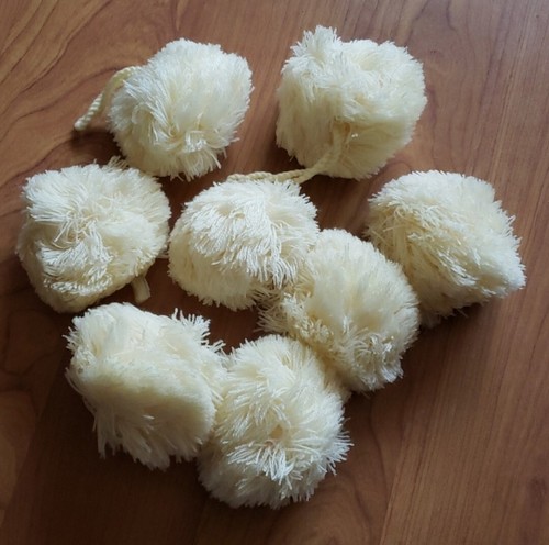 8 Fuzzy White/Cream Craft clown Pom Poms