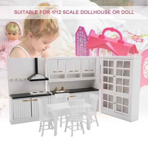 Mobile cucina 1:12 piano cottura lavandino mobile bianco casa delle bambole miniatura arredamento NUOVO - Foto 3 di 8