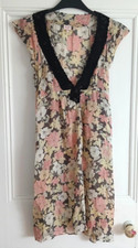 Whistles Pure Silk Sheer Floral Print Dress size UK 12 Vintage Y2K