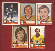 1974-75  OPC Lot of 5 Los Angeles KINGS  w/  BUTCH GORING + DAN MALONEY  med.gr.