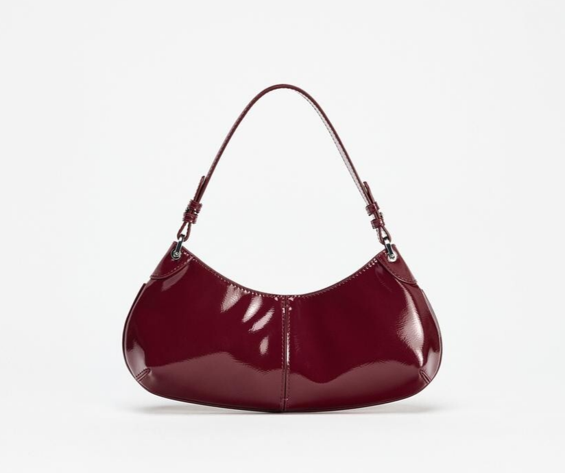 Zara Faux Patent Leather Shoulder Bag Red 6550/510/600