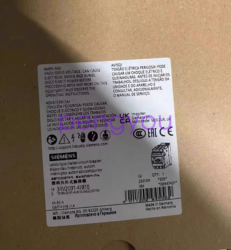 1Pcs New 3RV2031-4JB10 Brand new Fedex or DHL