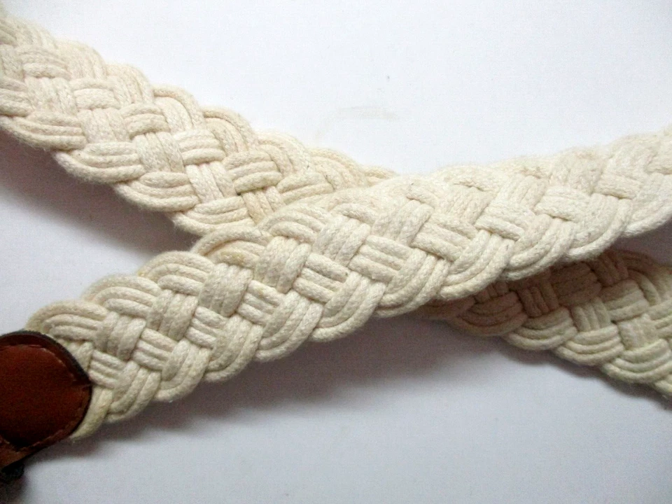Tejido Trenzado Diseño Mujeres 36 pulgadas Max XL Crema Cinturón Tejido Hebilla Boho Hippy De Colección Foto 3 de 4