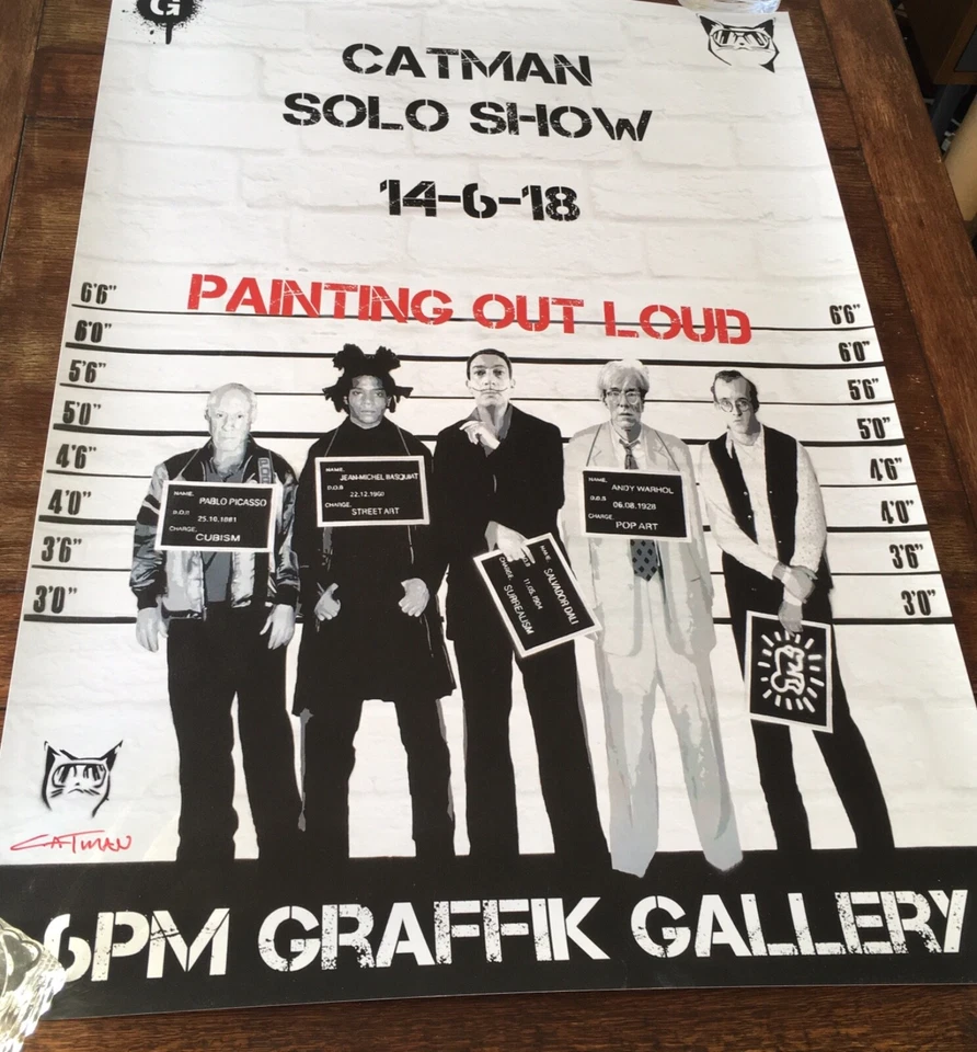 Póster firmado por Catman - The Usual Suspects Picasso Basquiat, Warhol, Dalí, Haring Foto 2 de 4