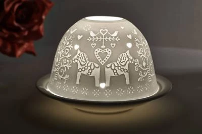 Dome Light 32806 nordisches Pferd Weihnachten Teelicht Windlicht Porzellan - Bild 1 von 4