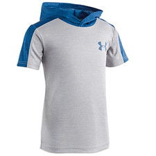 New Under Armour Boy's Heatgear Hooded T-Shirt Size 5 Grey