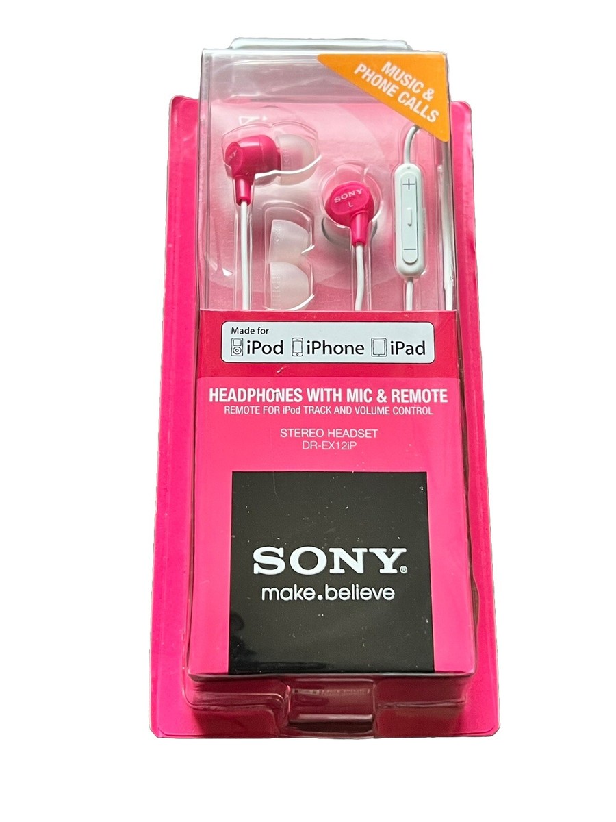 Sony DR-EX12iP Headphones w/Mic Remote Hot Pink iPod iPhone Ipad