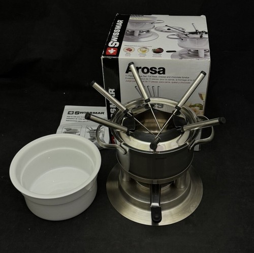 Swissmar Arosa 11 Piece Stainless Fondue Set Chocolate, Cheese & Meat - Picture 2 of 4