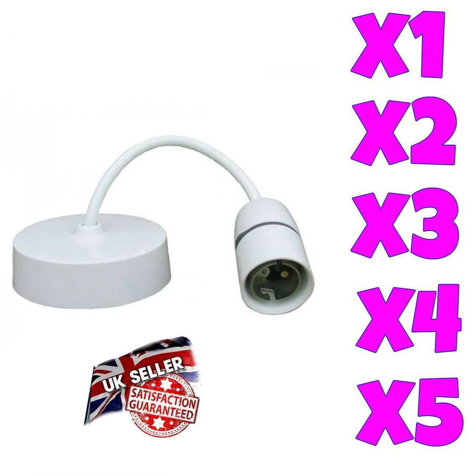 6" Inch PENDANT BC Ceiling Rose Light Bulb Bayonet Lamp Holder Push Fit 250V 6''