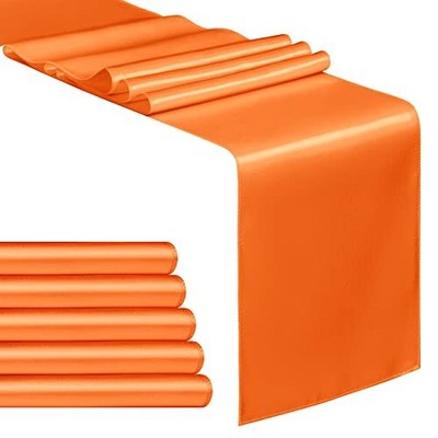 -Pack Satin Table Runner 12 x 108 Inch Long Table Runner for Wedding 5 Orange