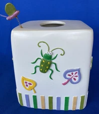 Challis & Roos Tissue Box Cover Bugs and Leaves 5.75"x 5.75"x 5" Resin