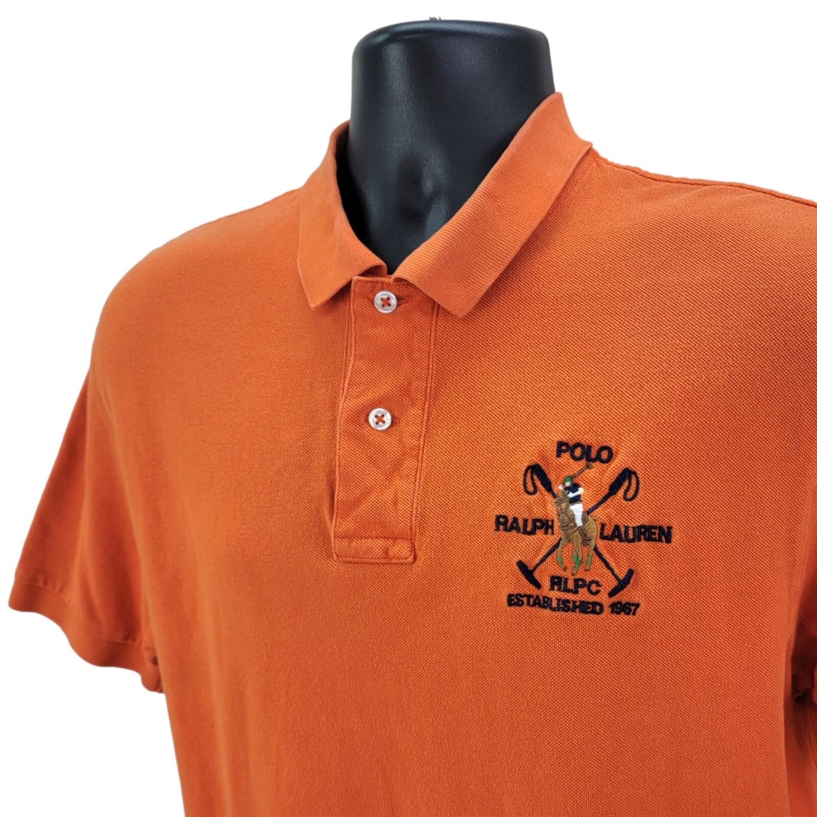 Ralph Lauren RLPC Polo Club Big Pony Camicia Uomo Taglia Large Maglia Cotone Arancione