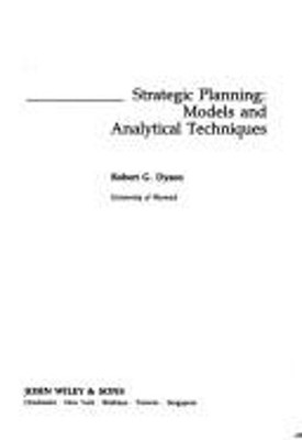 Strategic Planning : Models and Analytical Techniques Hardcover