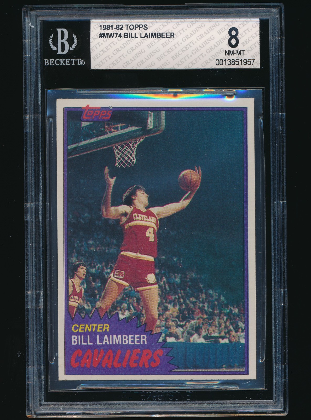 1981-82 Topps rookie #MW74 Bill Laimbeer RC BGS 8