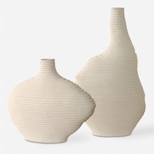 Uttermost 18140 Duostacked Ceramic Decorative Vases - Set of 2 - Off White - Picture 1 of 3