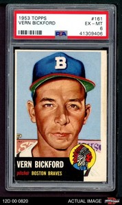 1953 Topps #161 Vern Bickford Braves DOUBLE-PRINT PSA 6 - EX/MT