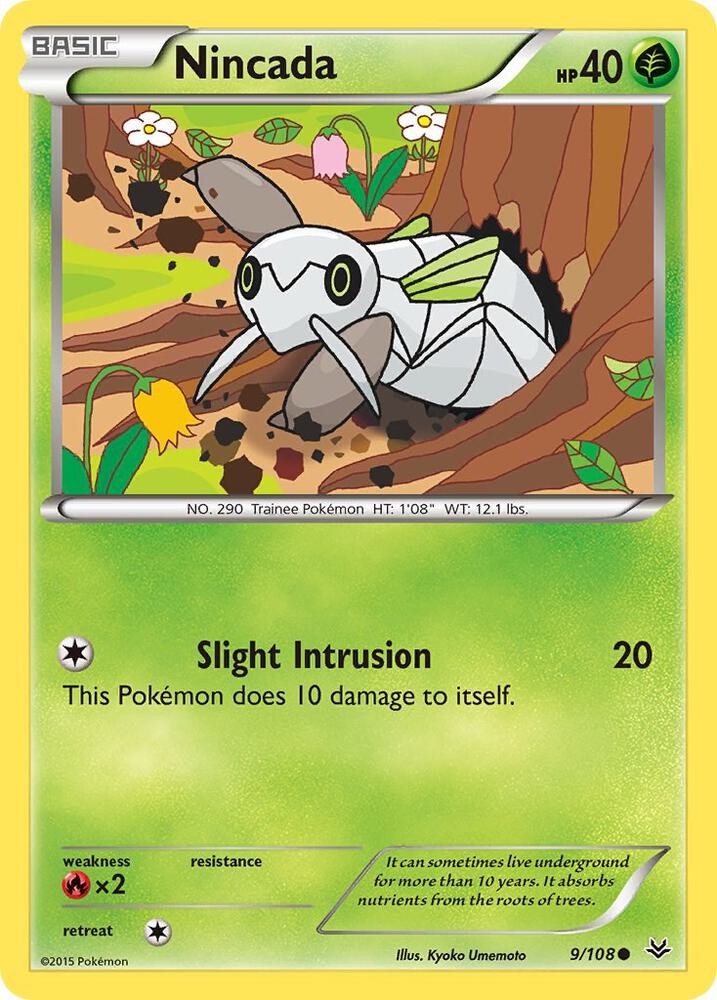 Pokémon TCG Nincada XY Roaring Skies 9/108 Common NM/M Grass Trainee