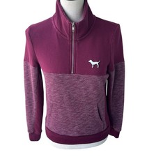 Victoria's Secret PINK Red Marl Perfect Quarter Zip Pullover Sweatshirt Sz XS